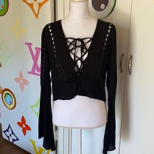 Forever 21 Boho Chic Black Cropped Top